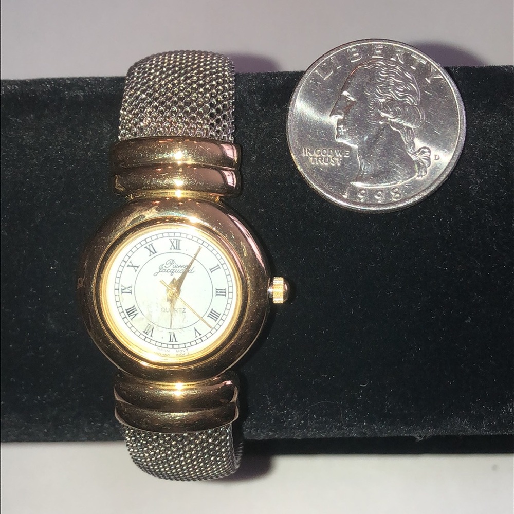 Pierre Jacquard Gold Tone and Silver Tone Watch with Mesh Band - Picture 3 of 8